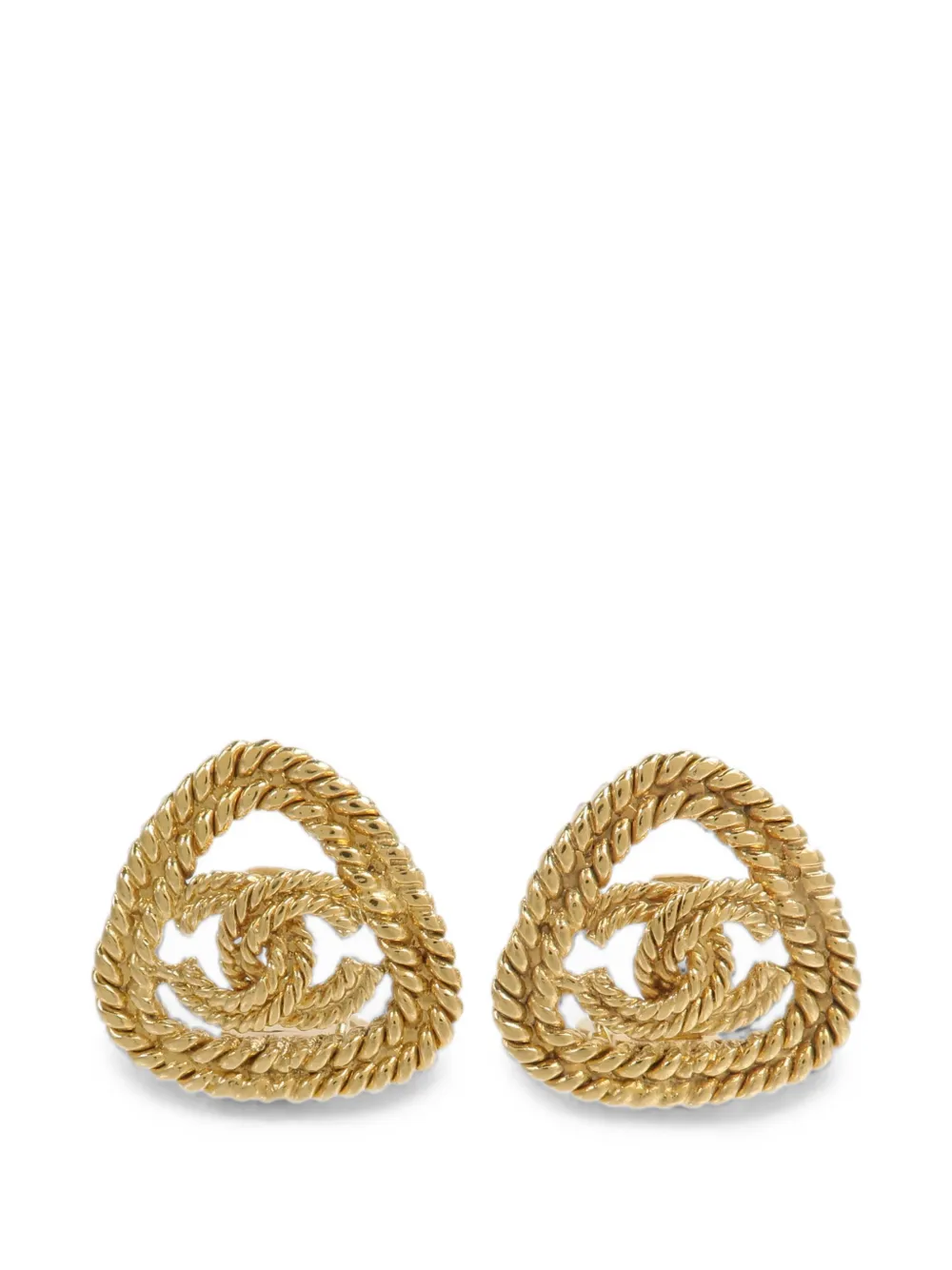 CHANEL Pre-Owned 1993 CC rope-twist earrings - Oro
