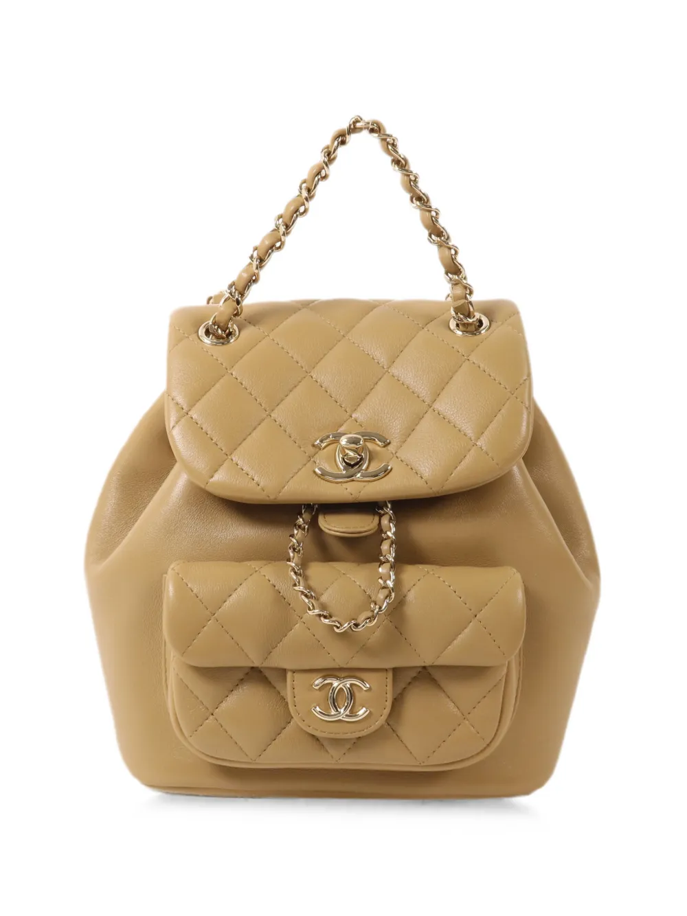 CHANEL Pre-Owned quilted turn-lock-fastening backpack - Neutrals