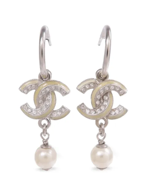 CHANEL Pre-Owned CC faux-pearl drop earrings