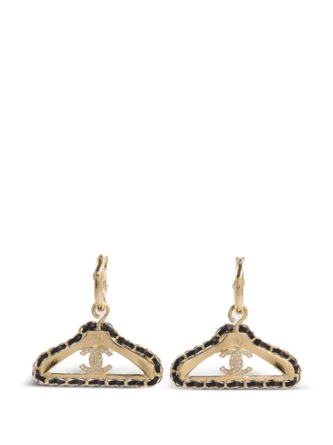 CHANEL Pre-Owned CC Ohrringe mit Lederbesatz