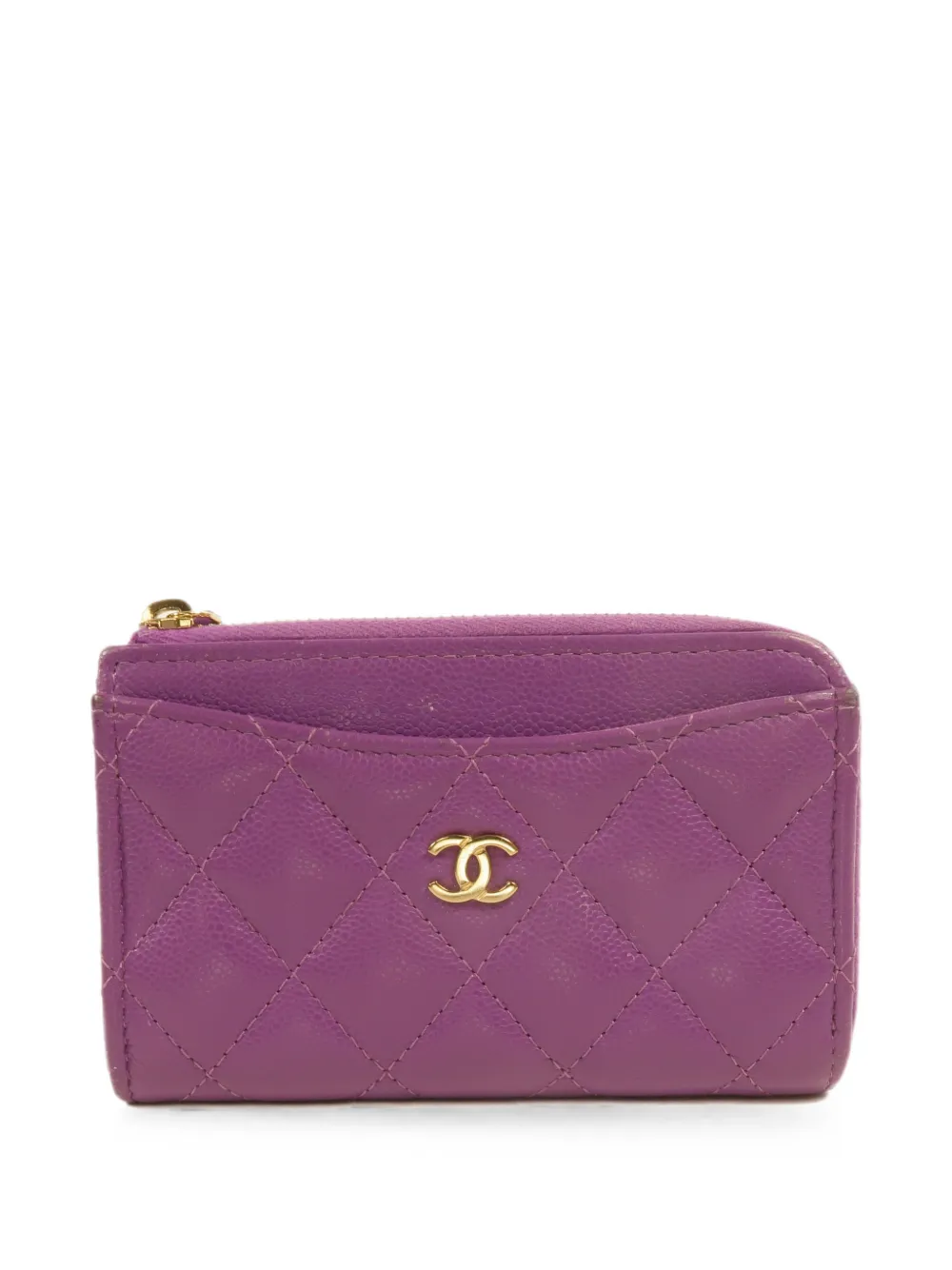 Pre-owned Chanel Cc Turn-lock Cardcase In Purple