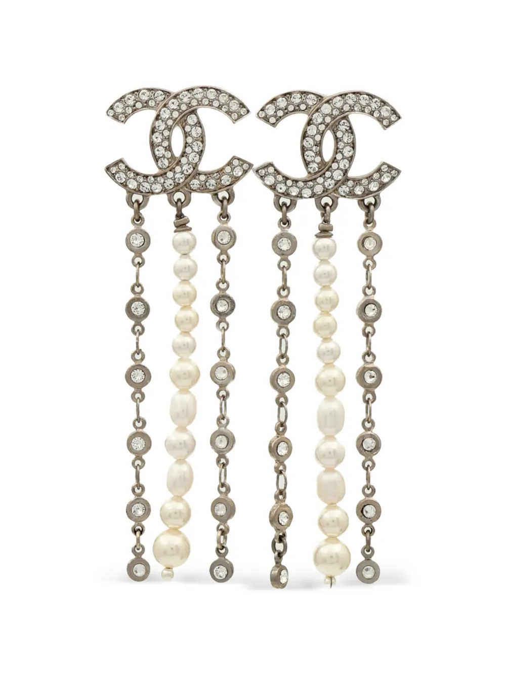 CHANEL Pre-Owned Orecchini pendenti CC con perle sintetiche - Argento