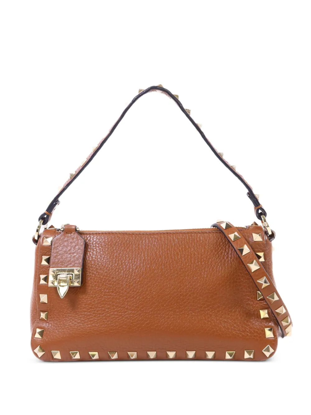 Valentino Garavani Pre-Owned Borsa a spalla Rockstud two-way in pelle di vitello - Marrone