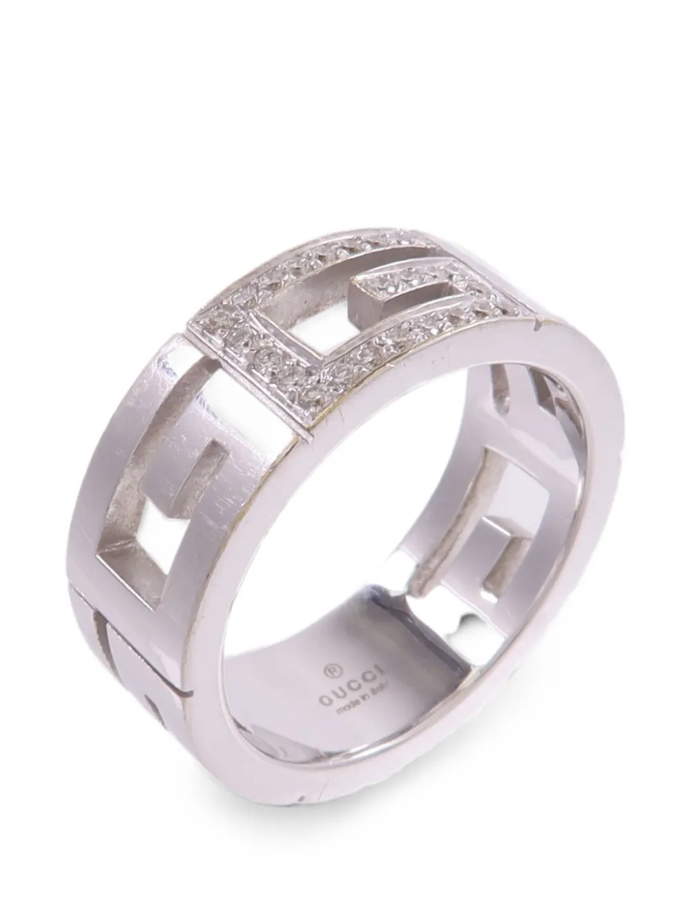 Pre-owned Gucci Multiple G Diamond Ring In Silver