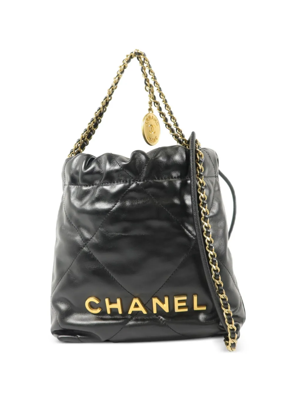 CHANEL Pre-Owned mini 22 leather tote bag - Black