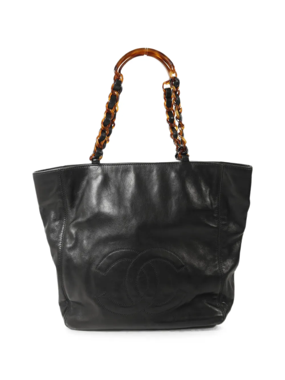CHANEL Pre-Owned CC tortoise-shell handle tote bag - Nero