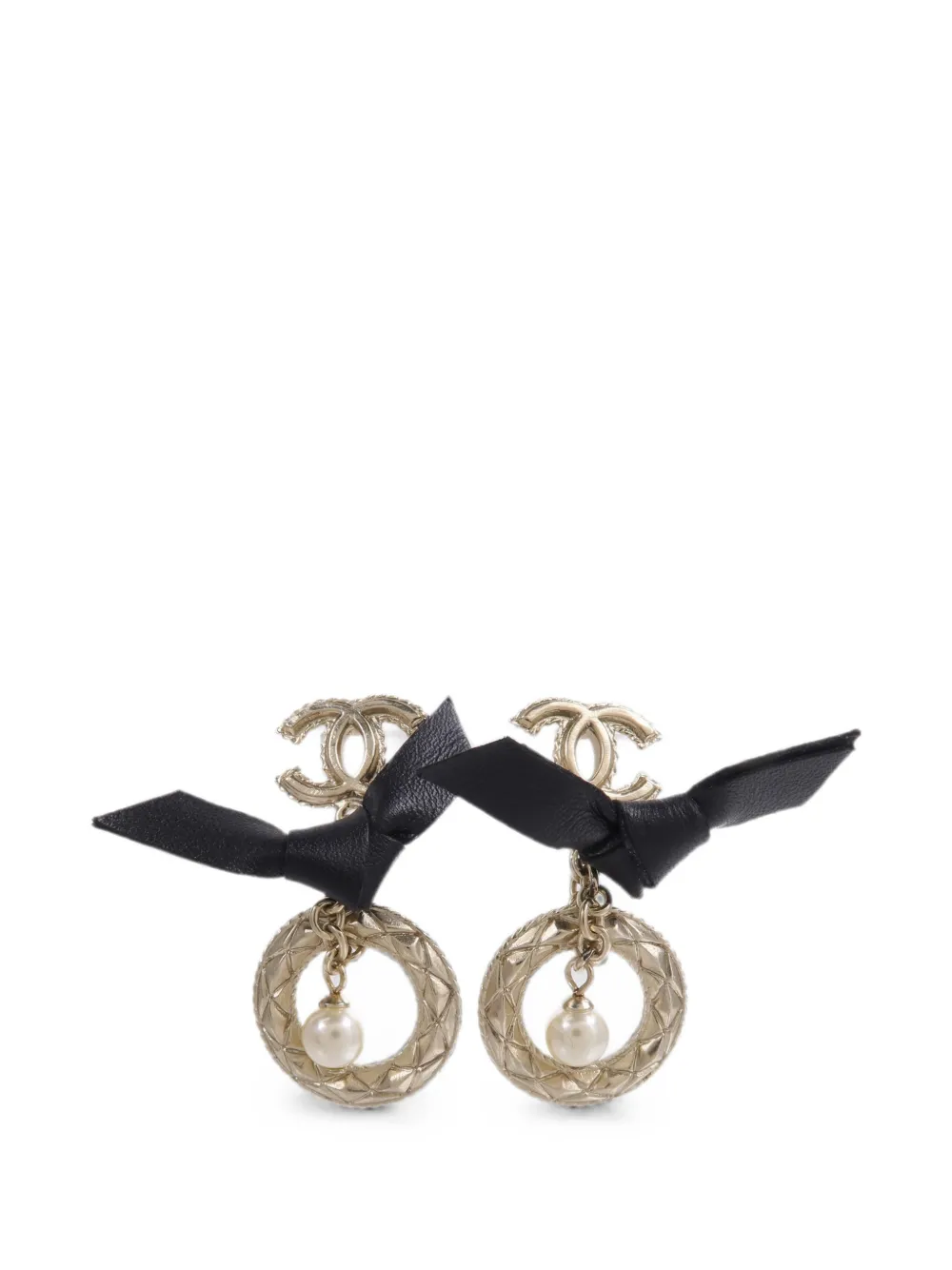 CHANEL Pre-Owned CC bow-detail earrings - Oro
