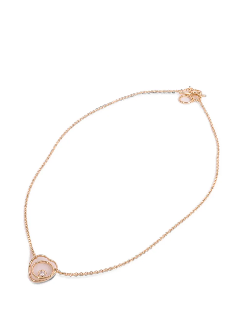 Pre-owned Hermes Vertige Coeur Diamond Necklace In Pink