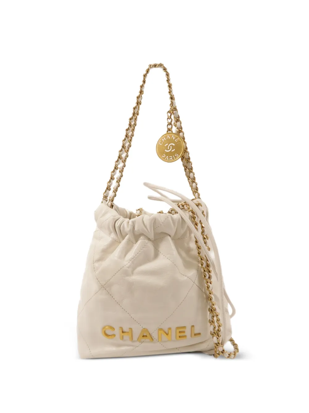 CHANEL Pre-Owned 22 Mini leather bucket bag - White