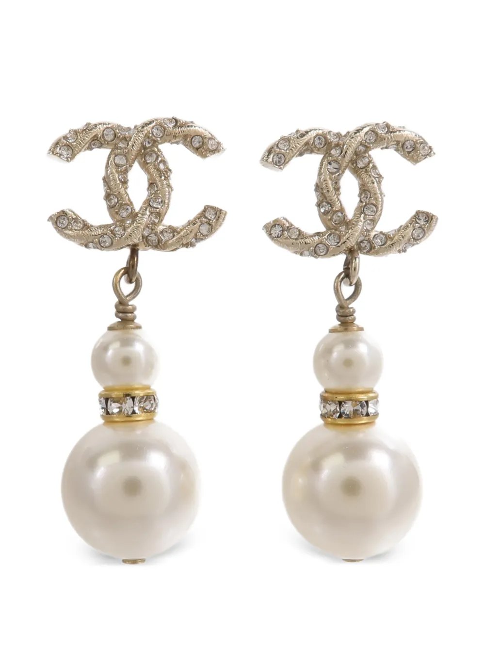CHANEL Pre-Owned CC logo pearl-drop earrings - Gold