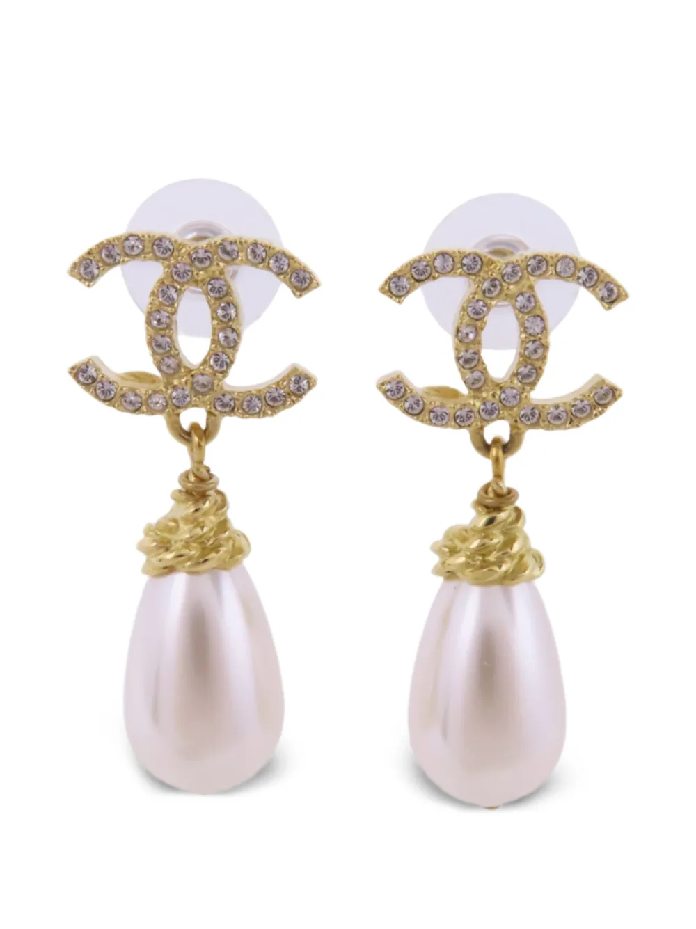 CHANEL Pre-Owned CC strass drop earrings - Gold