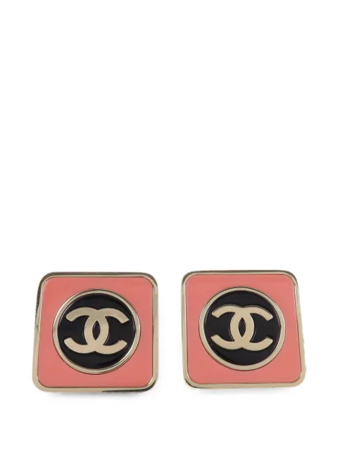 CHANEL Pre-Owned pendientes con montura cuadrada