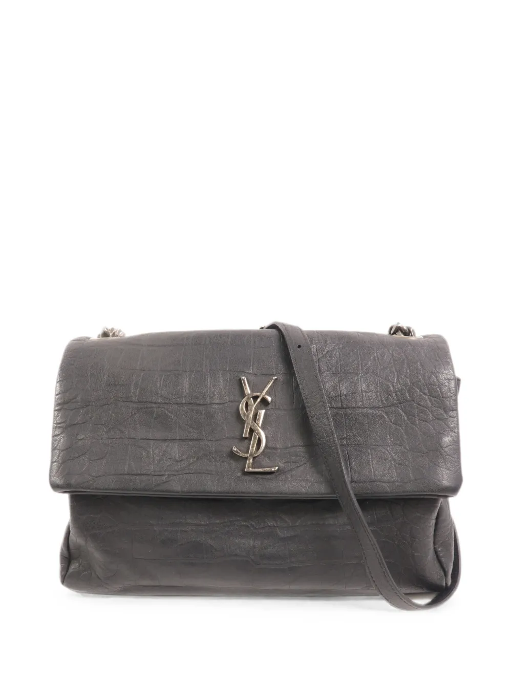 Saint Laurent Pre-Owned West Hollywood crocodile-effect shoulder bag - Black