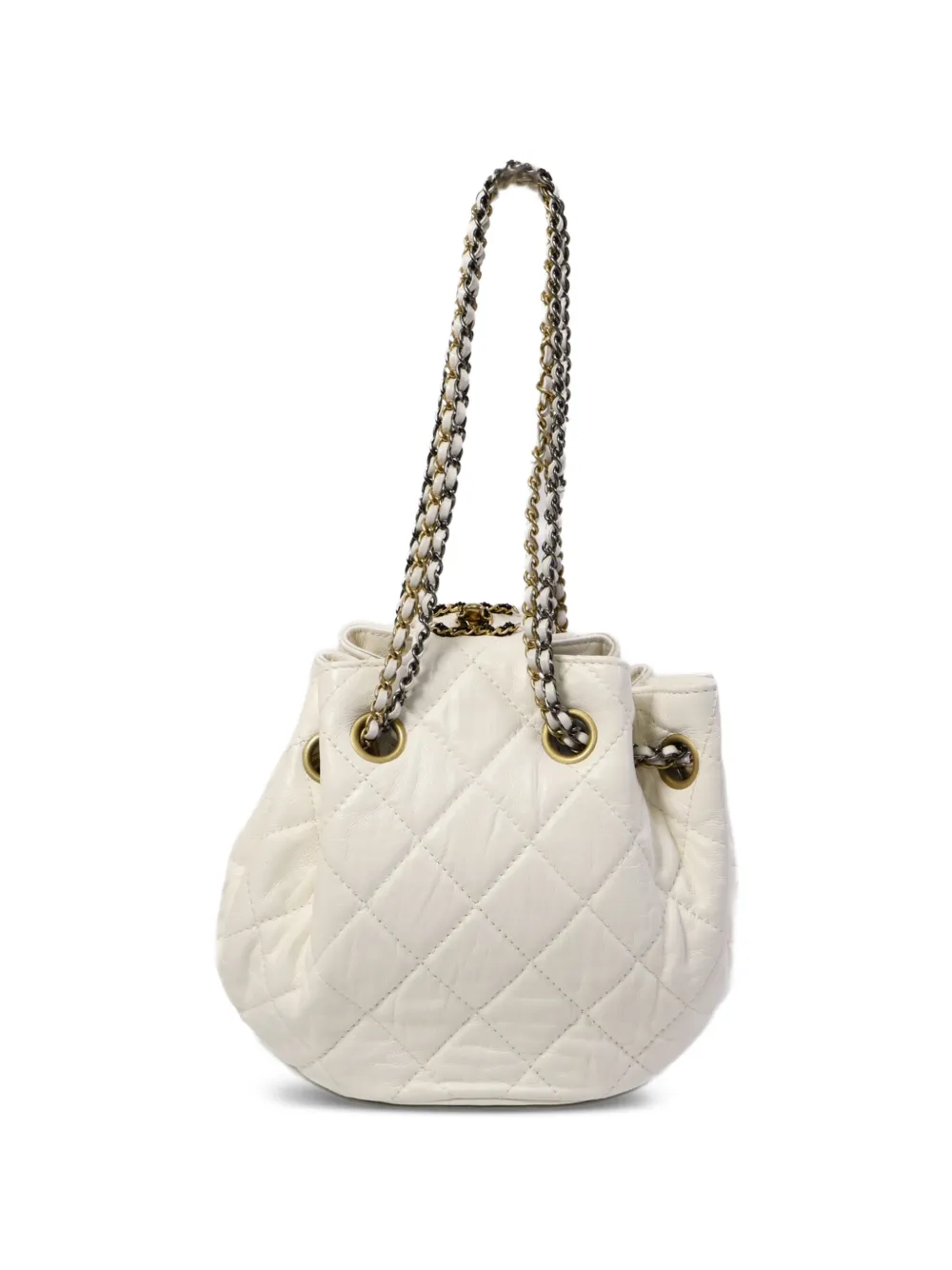 CHANEL Pre-Owned quilted drawstring mini bag - Bianco
