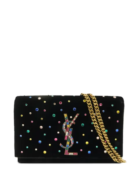 Saint Laurent Pre-Owned YSL crystal-embellished shoulder bag