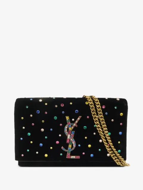 Saint Laurent Pre-Owned YSL crystal-embellished shoulder bag