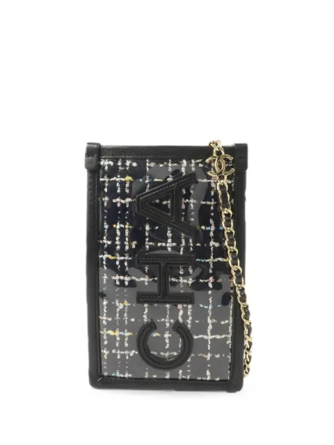 CHANEL Pre-Owned CC tweed phone-pouch mini bag