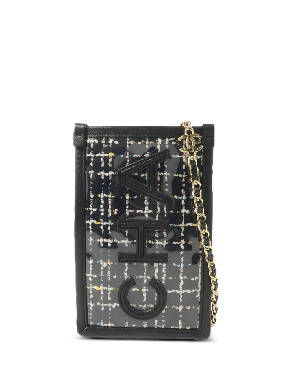 CHANEL Pre-Owned CC tweed phone-pouch mini bag - Nero