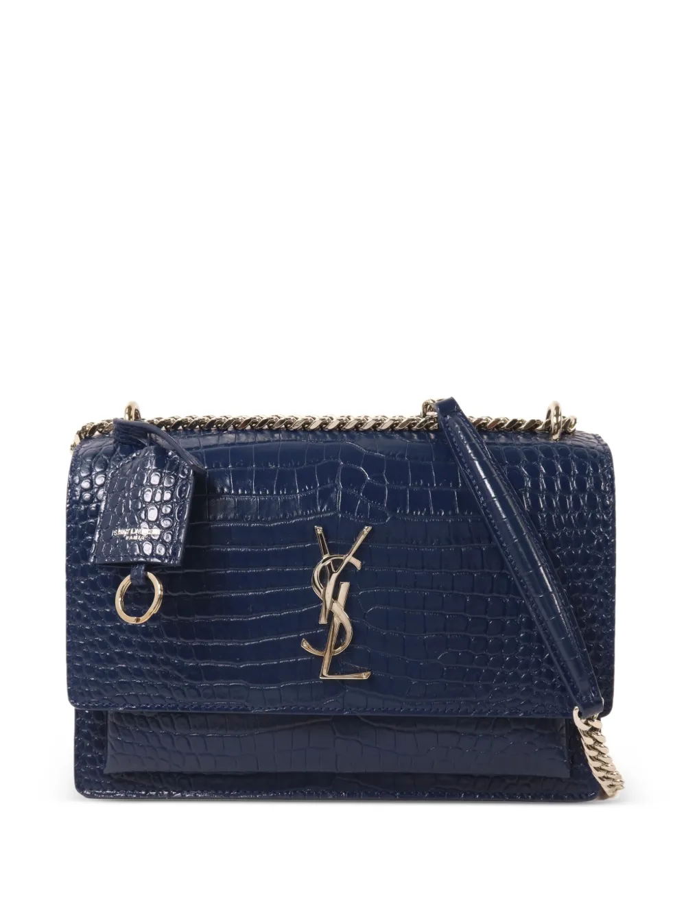 Saint Laurent Pre-Owned Sunset crocodile-effect shoulder bag - Blu
