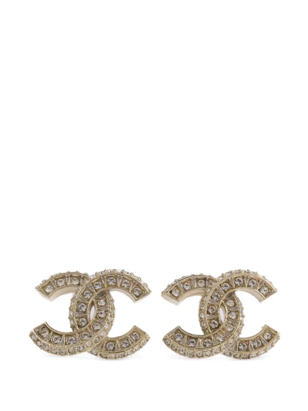 CHANEL Pre-Owned ココマーク クリスタル ピアス | ゴールドトーン