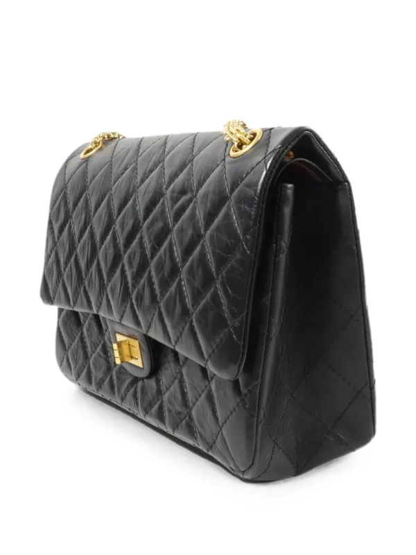 CHANEL ブラックレザー キルティングバッグ CHANEL Pre-Owned 2.55 Quilted Shoulder Bag | Black | FARFETCH JO