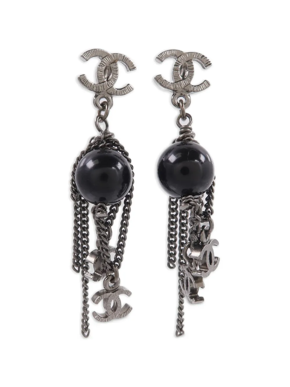 CHANEL Pre-Owned CC drop earrings - Silver