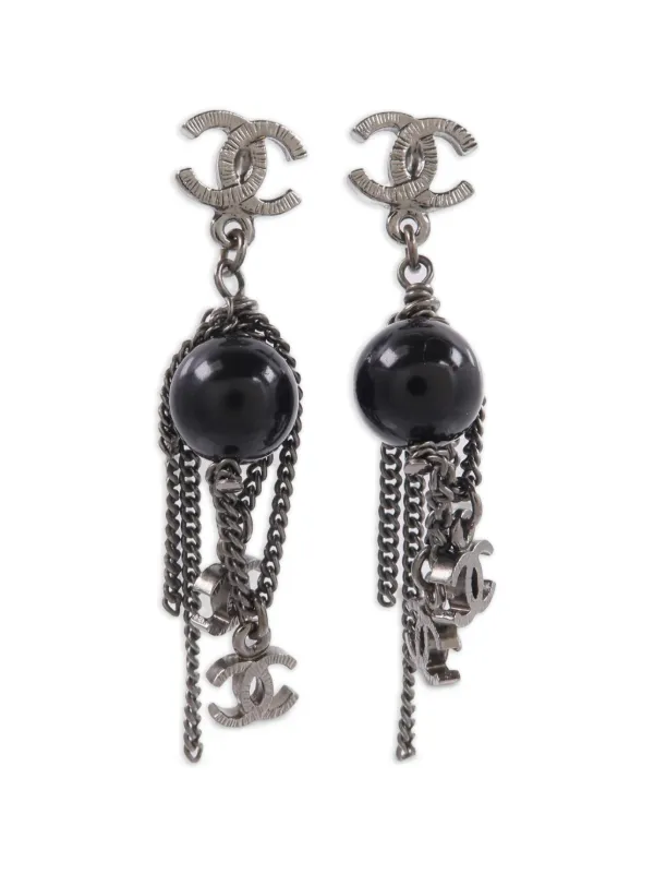 CHANEL Pre-Owned ココマーク ドロップピアス | シルバートーン
