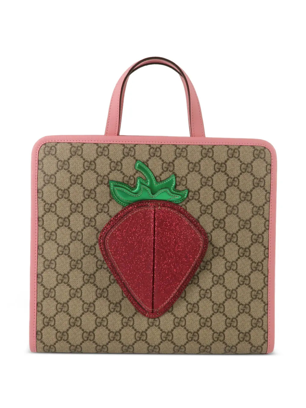 Gucci Pre-Owned Borsa tote con applicazione fragola - Marrone