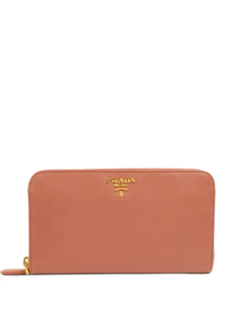 Prada Pre-Owned 사피아노 레더 집업 지갑