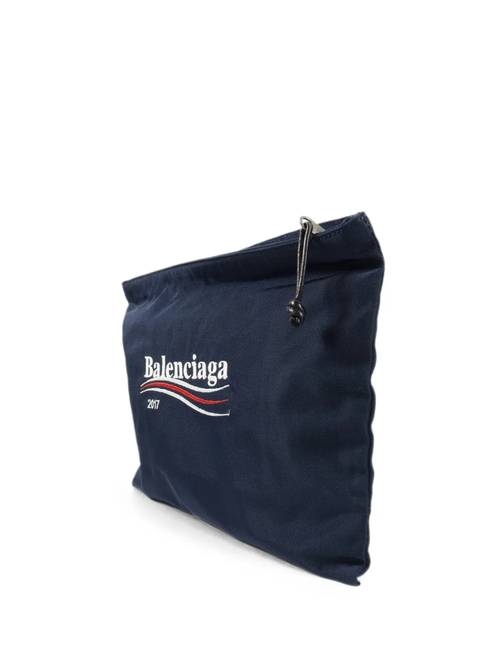 Balenciaga Pre-Owned 2017 logo-embroidered cluch bag - Blu