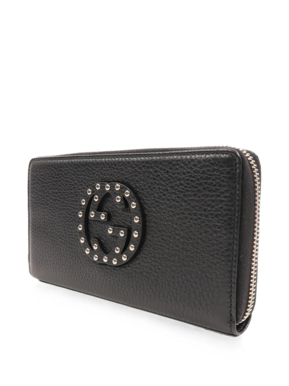 Gucci Pre-owned Studded Gg-interlocking Zip Wallet in Black, view 3
