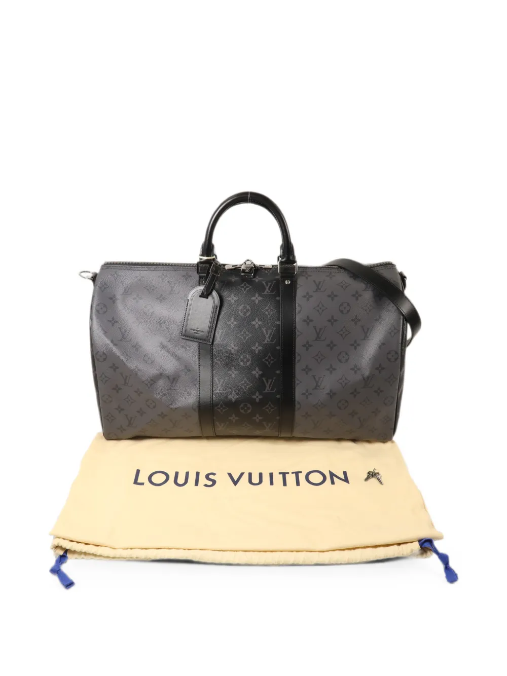 Louis Vuitton Pre-Owned Keepall Bandouliere 50 Monogram Eclipse reistas Grijs