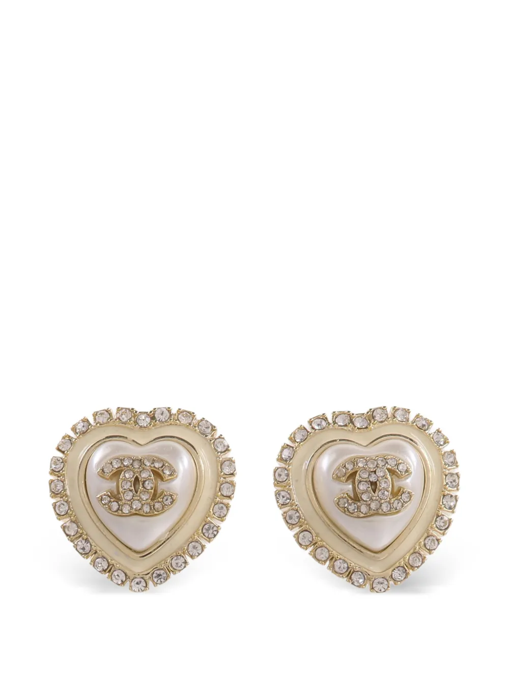 CHANEL Pre-Owned CC heart earrings - Oro