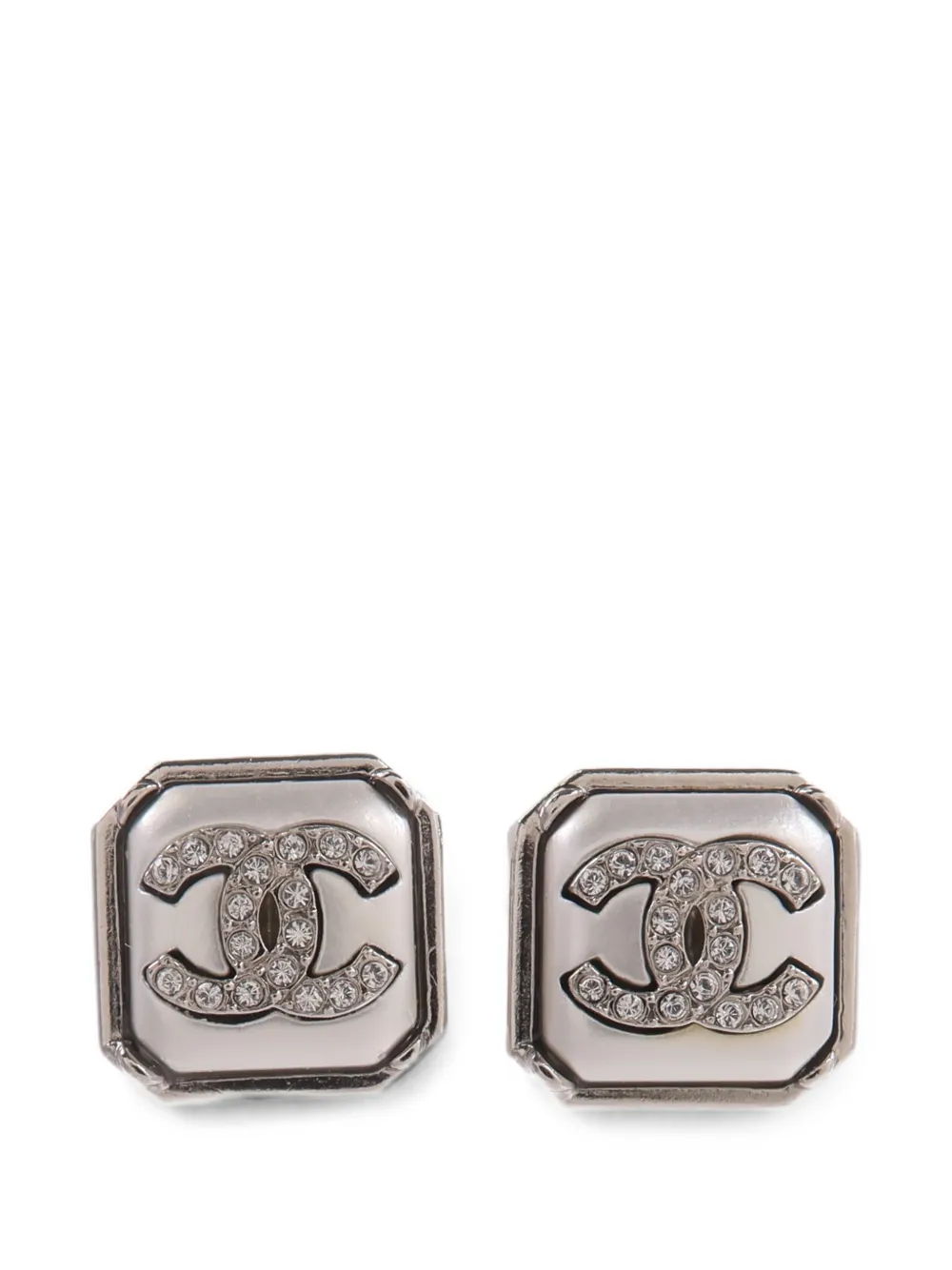CHANEL Pre-Owned CC crystal-embellished earrings - Argento