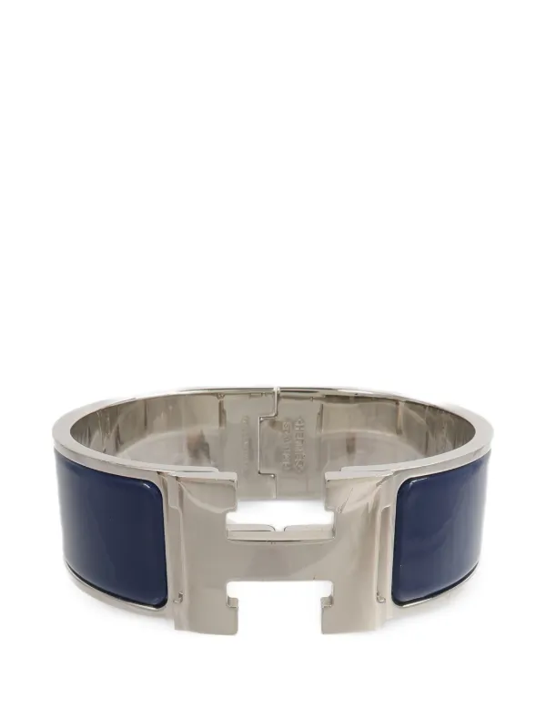 Hermès Pre-owned Clic Clac H Enamel Bracelet in Silver