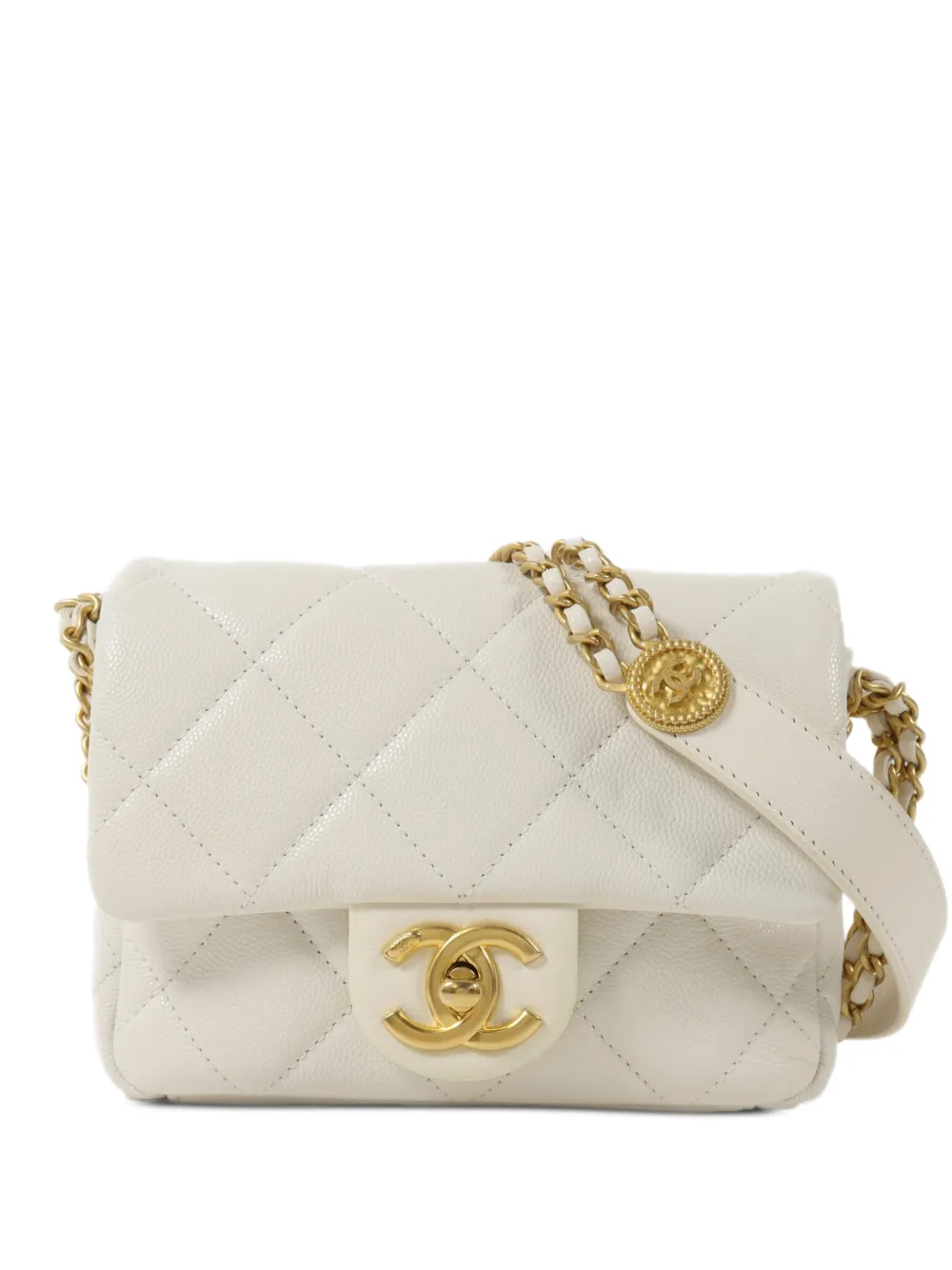 CHANEL Pre-Owned mini Coins Flap quilted CC turn-lock shoulder bag - White