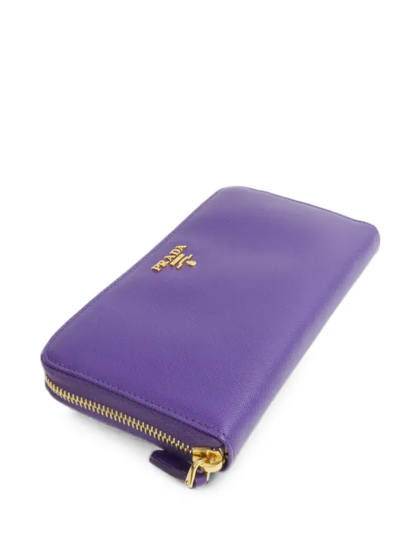Prada Pre-Owned Saffiano Leather zip-around Wallet | Purple | FARFETCH