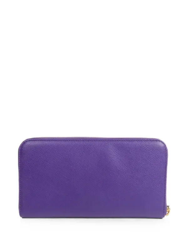 Prada Pre-Owned Saffiano Leather zip-around Wallet | Purple | FARFETCH