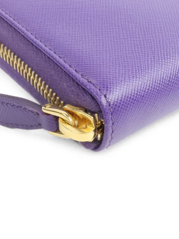 Prada Pre-Owned Saffiano Leather zip-around Wallet | Purple | FARFETCH