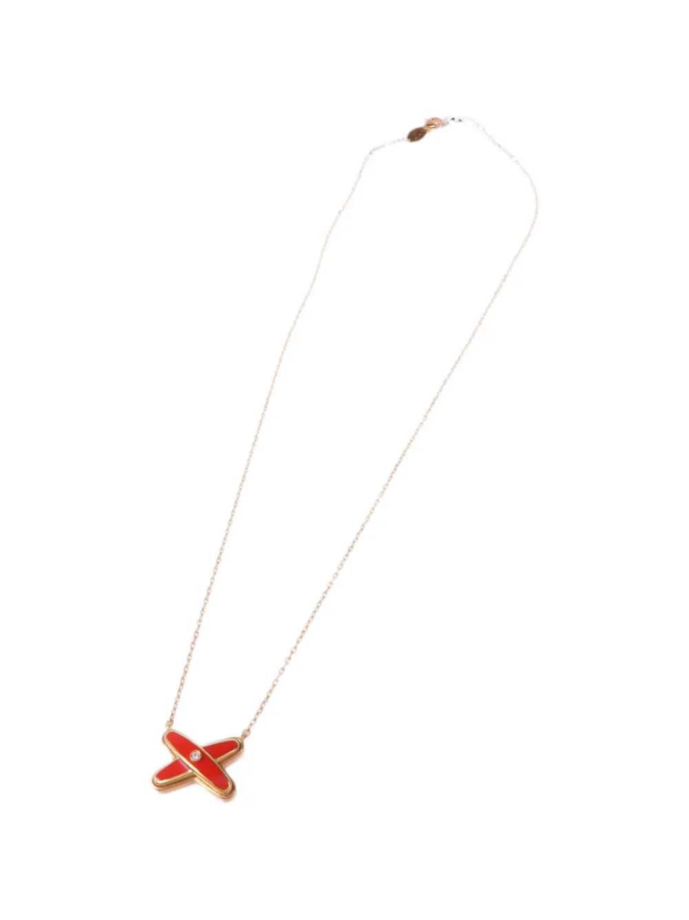 Pre-owned Chaumet Jeux De Liens Carnelian And Diamond Necklace In Gold