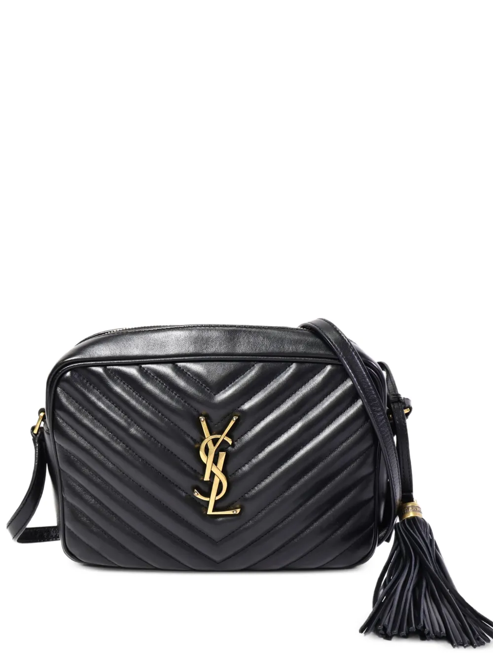 Saint Laurent Pre-Owned Lou chevron-quilted camera bag - Black