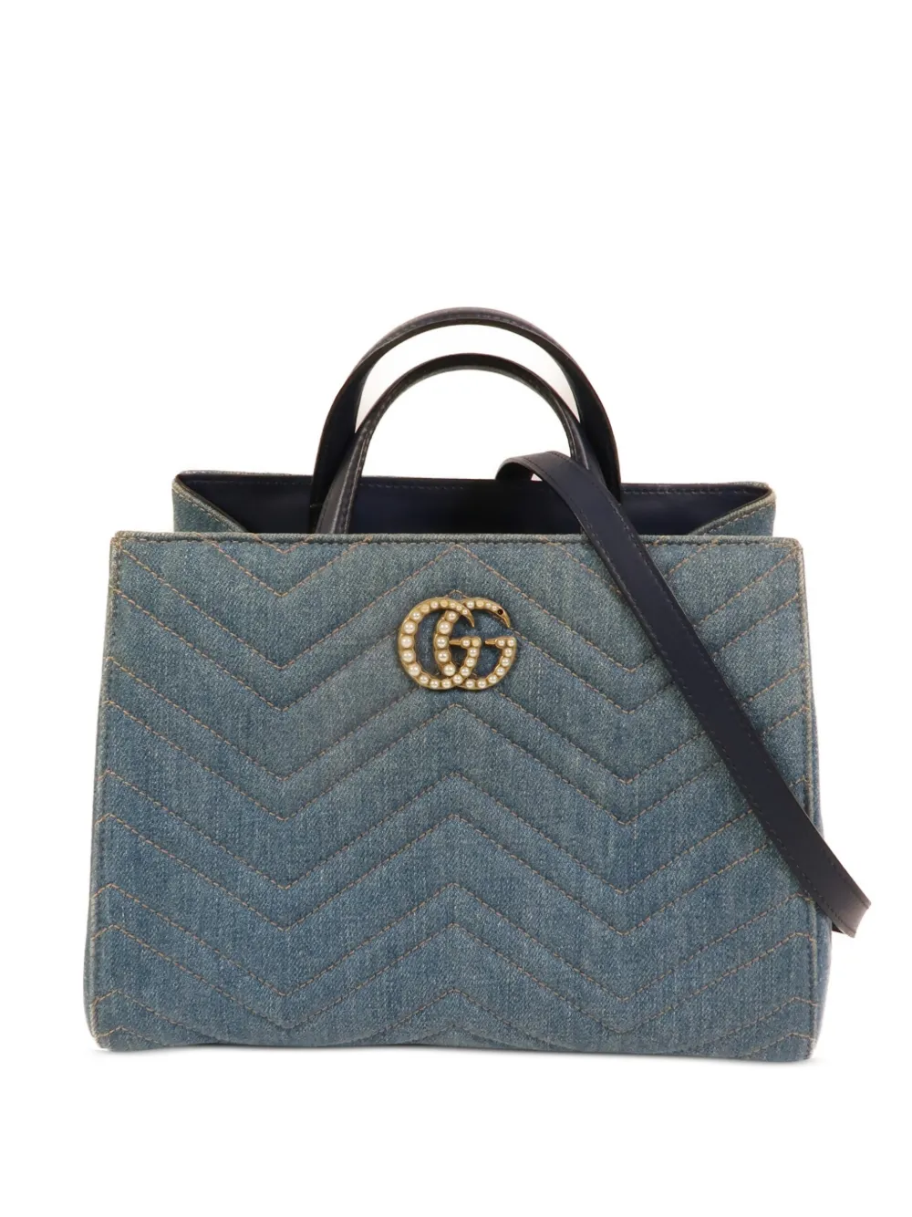 Gucci Pre-Owned GG Marmont quilted-denim tote bag - Blu