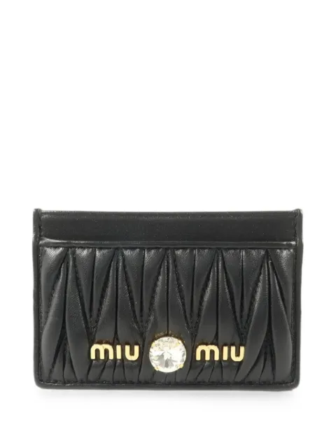 Miu Miu Pre-Owned matelassé crystal-embellished card case