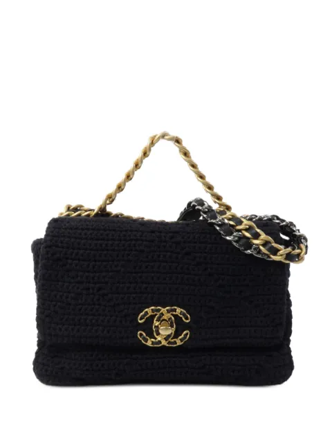 CHANEL Pre-Owned bolso de hombro Chanel 19 mediano de algodón con correa de cadena