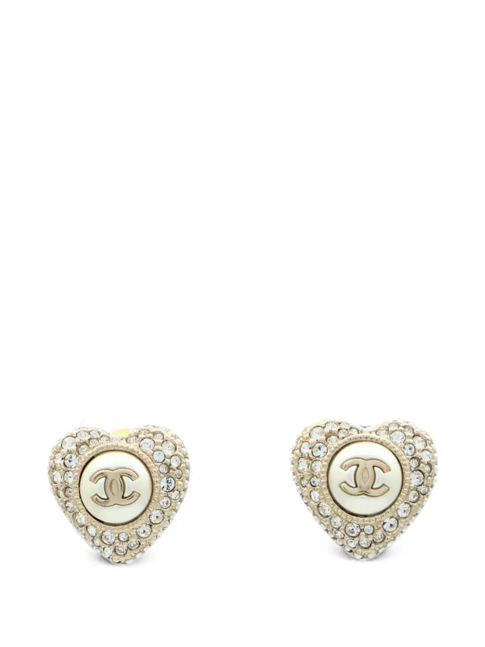 CHANEL Pre-Owned CC heart-shaped earrings - Gold