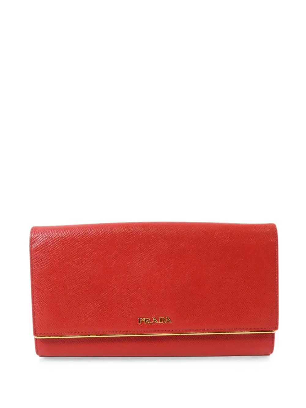 Prada Pre-Owned 로고 디테일 카프스킨 장지갑 | 레드 | Image 1