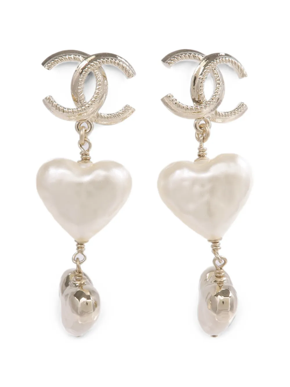 CHANEL Pre-Owned CC heart-pendant earrings - Oro