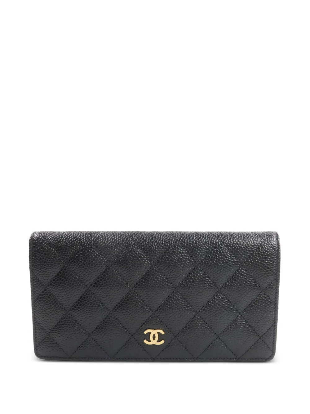 CHANEL Pre-Owned CC quilted calfskin long wallet - Black