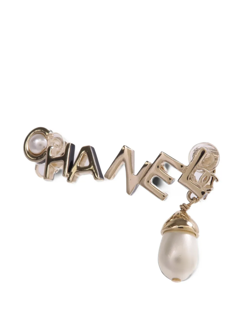 CHANEL Pre-Owned CC Hängeohrringe mit Kunstperle - Gold