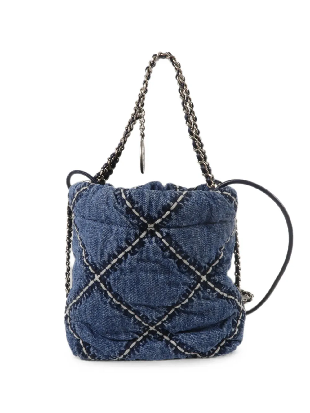 CHANEL Pre-Owned 22 mini logo-detail chain shoulder bag - Blue